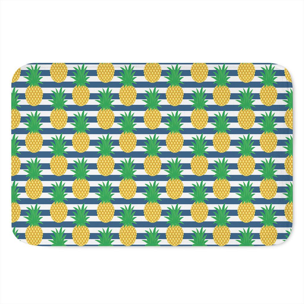 Blue Striped Pineapple Pattern Print Indoor Door Mat
