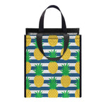 Blue Striped Pineapple Pattern Print Insulated Lunch Tote