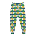 Blue Striped Pineapple Pattern Print Jogger Pants