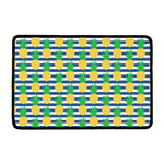 Blue Striped Pineapple Pattern Print Kitchen Mat