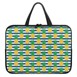 Blue Striped Pineapple Pattern Print Laptop Sleeve With Handle