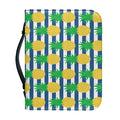 Blue Striped Pineapple Pattern Print Leather Bible Cover
