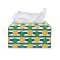 Blue Striped Pineapple Pattern Print Leather Tissue Box Cover