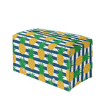Blue Striped Pineapple Pattern Print Leather Tissue Box Cover