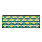 Blue Striped Pineapple Pattern Print Long Kitchen Mat
