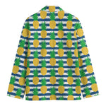 Blue Striped Pineapple Pattern Print Men's Blazer