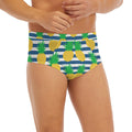 Blue Striped Pineapple Pattern Print Men's Briefs