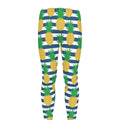 Blue Striped Pineapple Pattern Print Men's Leggings