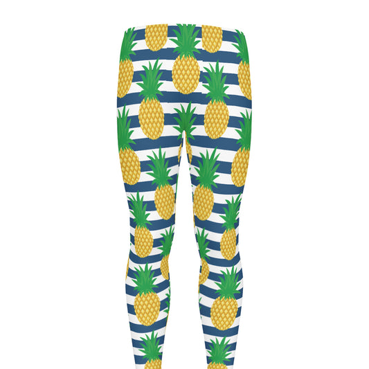 Blue Striped Pineapple Pattern Print Men's leggings