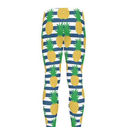 Blue Striped Pineapple Pattern Print Men's leggings
