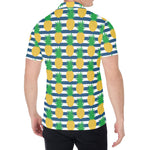 Blue Striped Pineapple Pattern Print Men's Shirt
