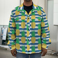Blue Striped Pineapple Pattern Print Men's Shirt Jacket