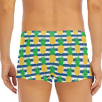 Blue Striped Pineapple Pattern Print Men's Short Boxer Briefs