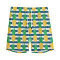 Blue Striped Pineapple Pattern Print Men's Athletic Shorts
