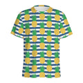 Blue Striped Pineapple Pattern Print Men's Athletic T-Shirt