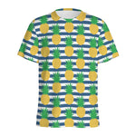 Blue Striped Pineapple Pattern Print Men's Sports T-Shirt