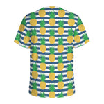 Blue Striped Pineapple Pattern Print Men's Sports T-Shirt
