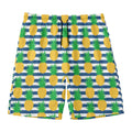 Blue Striped Pineapple Pattern Print Men's Swim Trunks