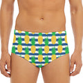 Blue Striped Pineapple Pattern Print Men's Triangle Swim Briefs
