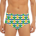 Blue Striped Pineapple Pattern Print Men's Triangle Swim Briefs