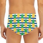 Blue Striped Pineapple Pattern Print Men's Triangle Swim Briefs