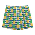 Blue Striped Pineapple Pattern Print Mesh Shorts