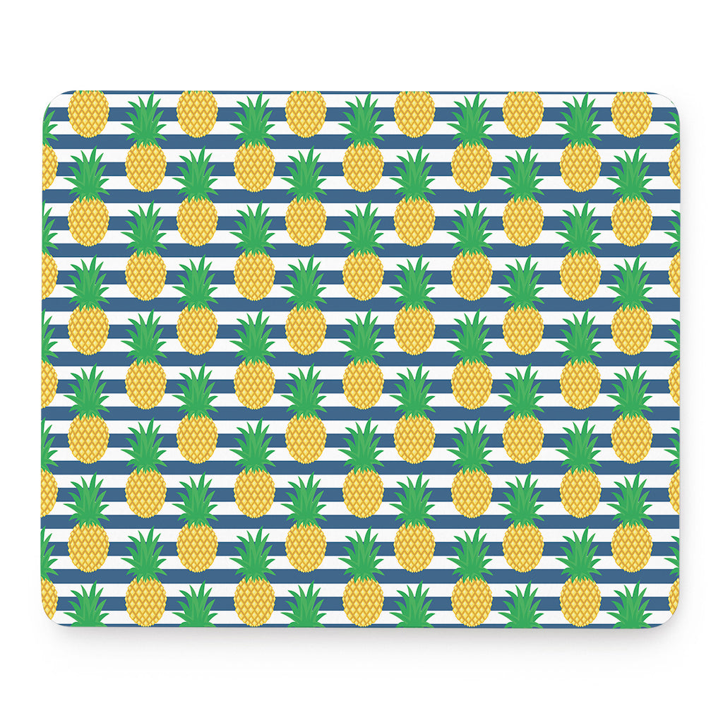 Blue Striped Pineapple Pattern Print Mouse Pad