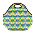 Blue Striped Pineapple Pattern Print Neoprene Lunch Bag