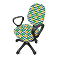 Blue Striped Pineapple Pattern Print Office Chair Cover