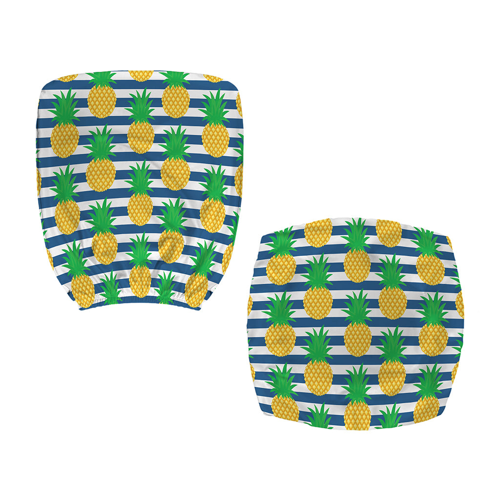 Blue Striped Pineapple Pattern Print Office Chair Cover