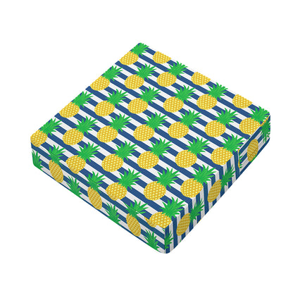 Blue Striped Pineapple Pattern Print Outdoor Seat Cushion Cover