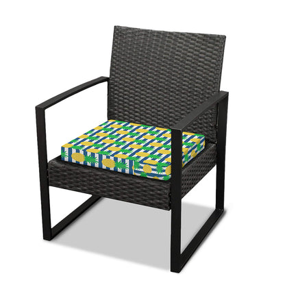 Blue Striped Pineapple Pattern Print Outdoor Seat Cushion Cover