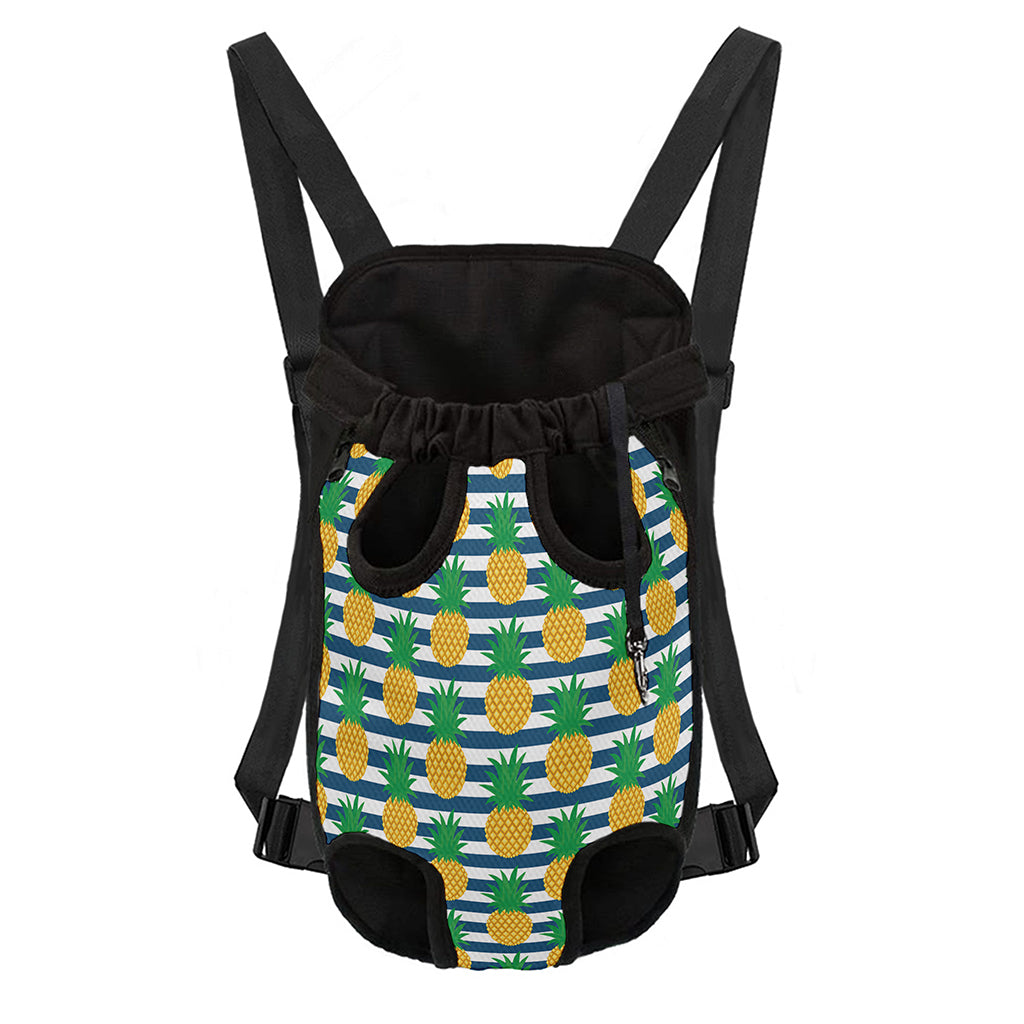 Blue Striped Pineapple Pattern Print Pet Carrier Backpack
