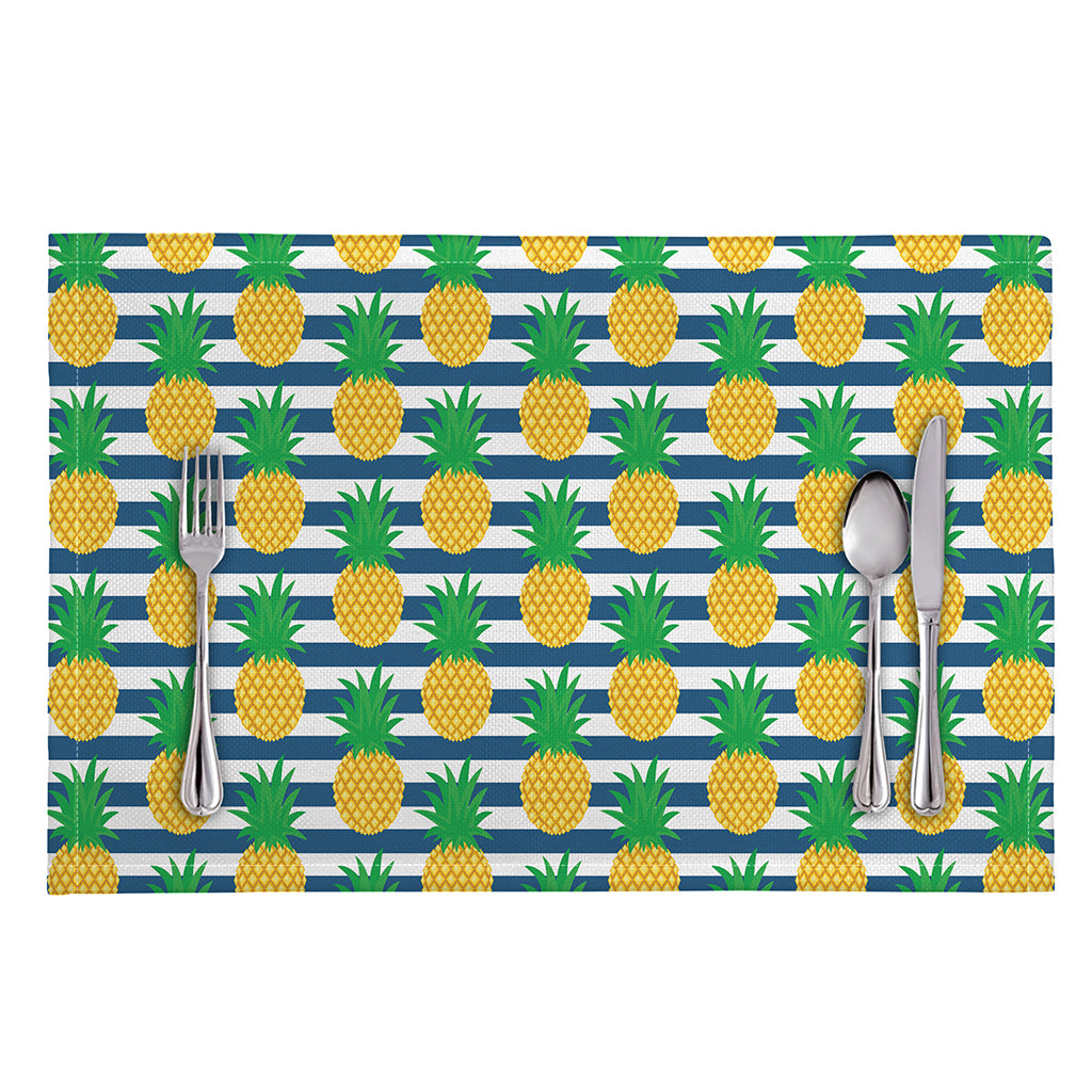 Blue Striped Pineapple Pattern Print Placemat
