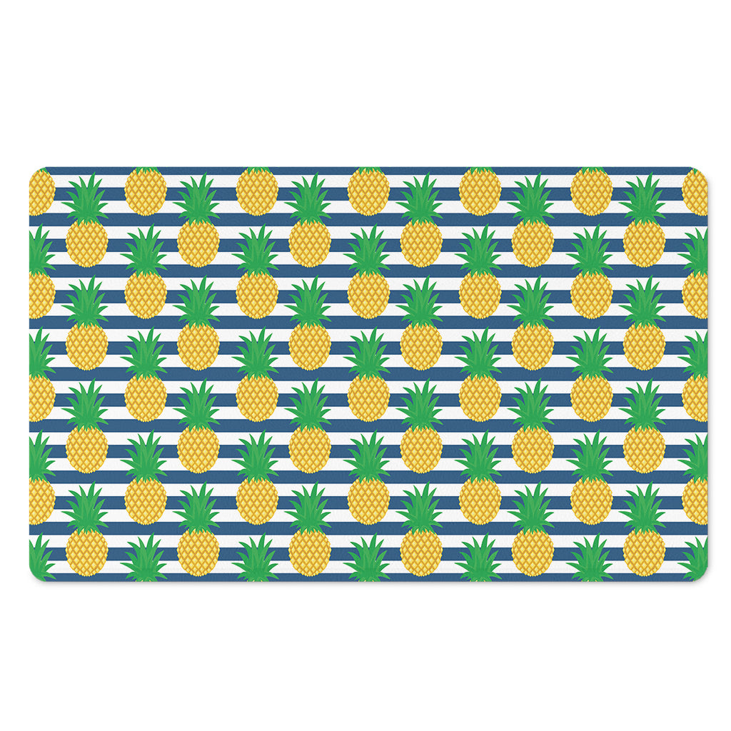 Blue Striped Pineapple Pattern Print Polyester Doormat