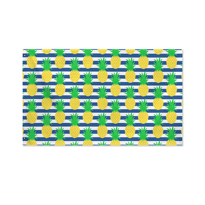 Blue Striped Pineapple Pattern Print Polyester Flag