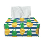 Blue Striped Pineapple Pattern Print Rectangle Tissue Box Cover