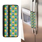Blue Striped Pineapple Pattern Print Refrigerator Handle Covers