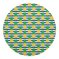 Blue Striped Pineapple Pattern Print Round Blanket
