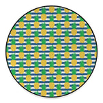 Blue Striped Pineapple Pattern Print Round Floor Mat