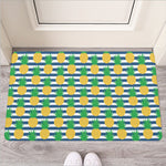 Blue Striped Pineapple Pattern Print Rubber Doormat