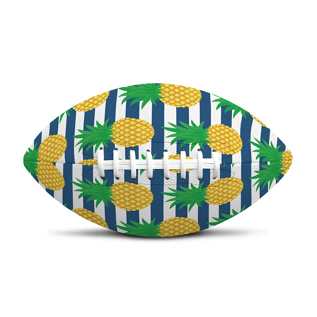 Blue Striped Pineapple Pattern Print Rugby Ball