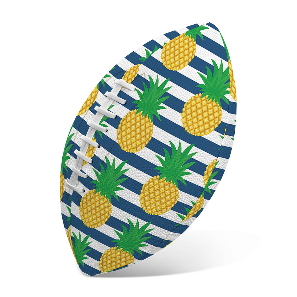 Blue Striped Pineapple Pattern Print Rugby Ball