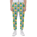Blue Striped Pineapple Pattern Print Joggers