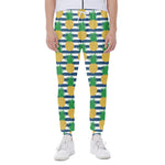 Blue Striped Pineapple Pattern Print Scuba Joggers