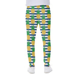 Blue Striped Pineapple Pattern Print Scuba Joggers