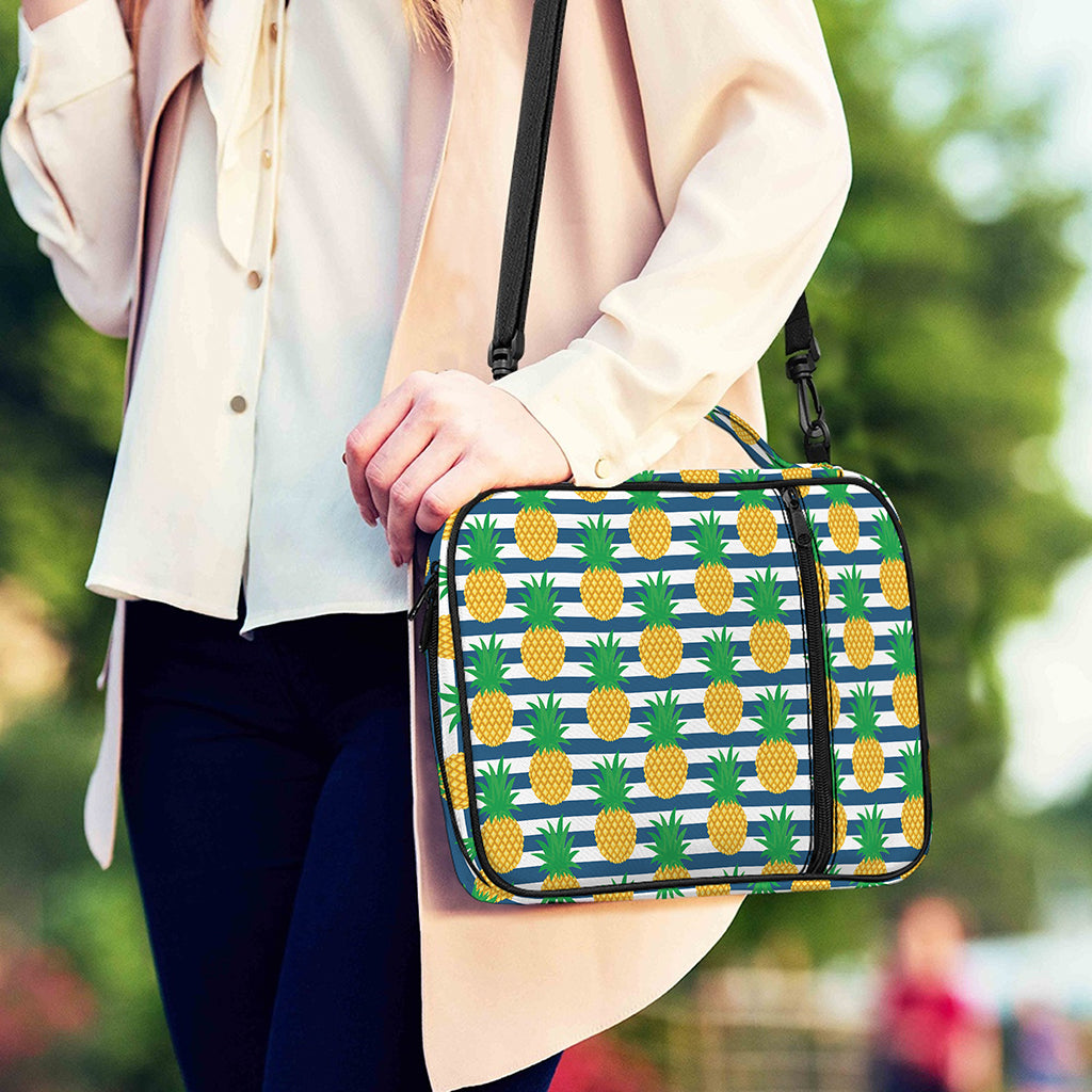 Blue Striped Pineapple Pattern Print Shoulder Strap Bible Bag