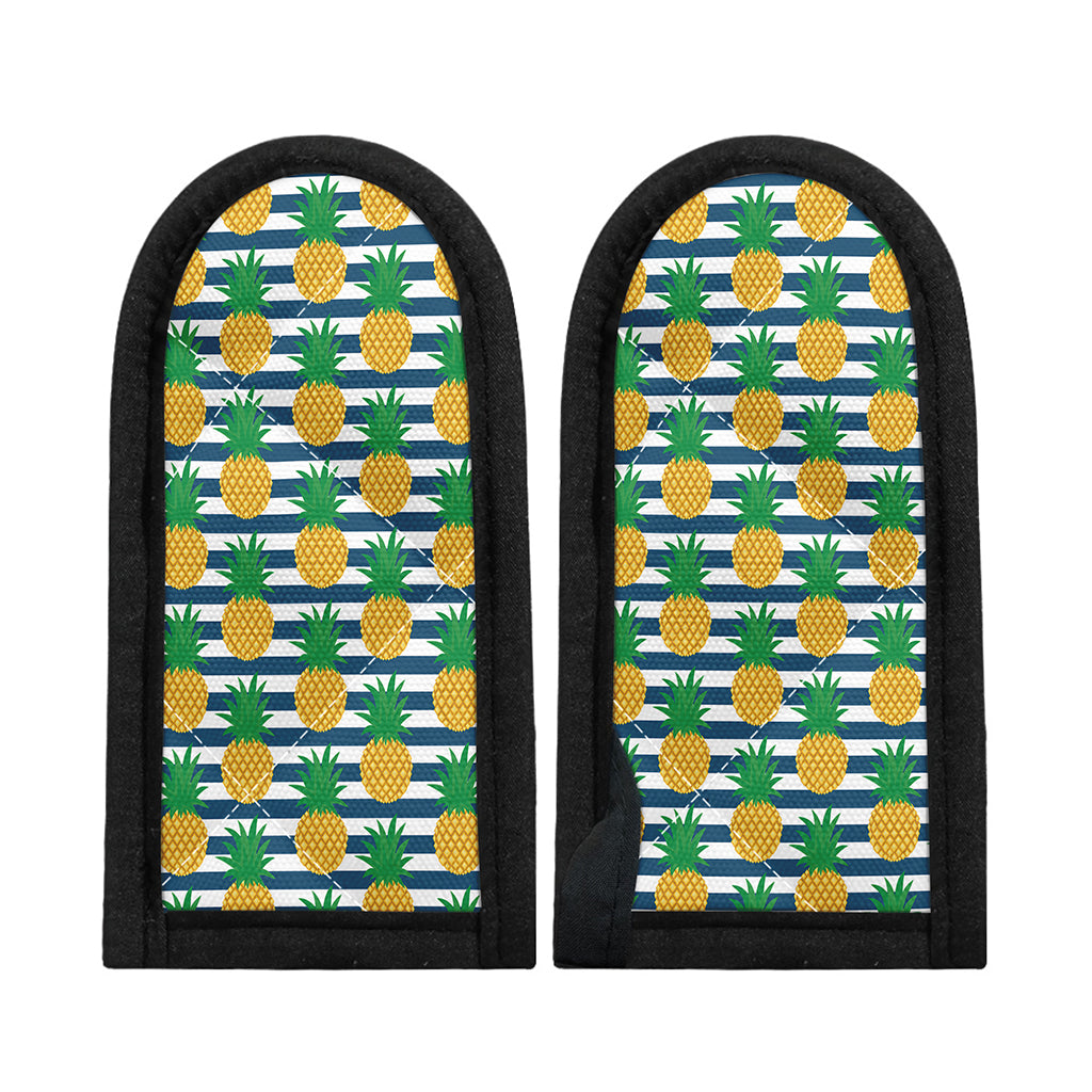 Blue Striped Pineapple Pattern Print Skillet Handle Cover