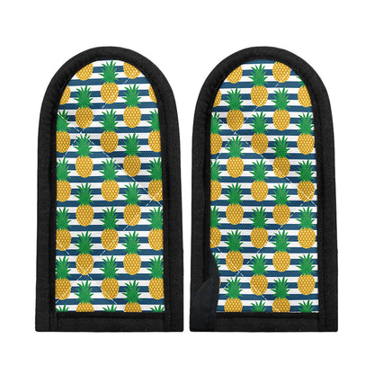 Blue Striped Pineapple Pattern Print Skillet Handle Cover