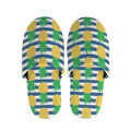 Blue Striped Pineapple Pattern Print Slippers